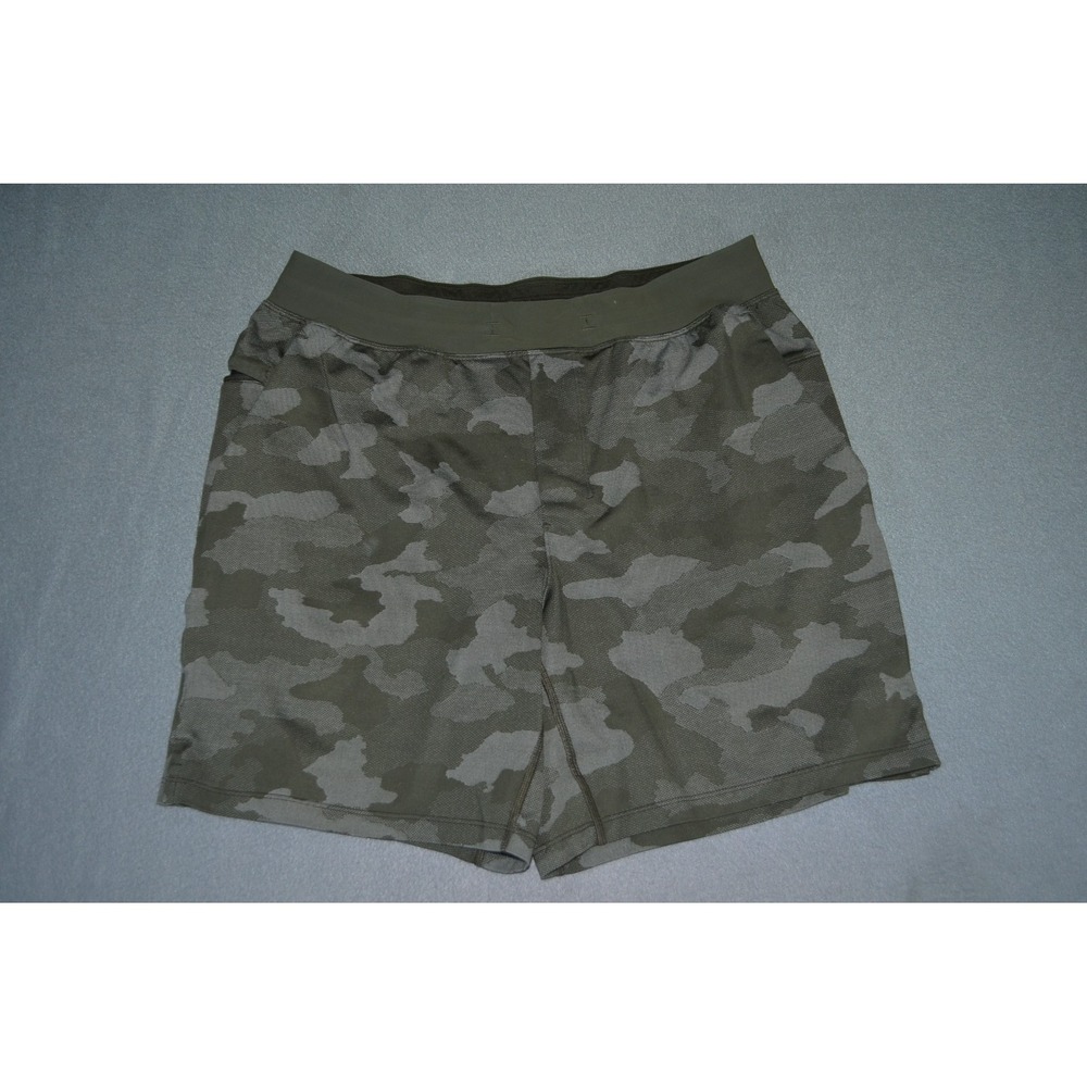 Lululemon THE Short 7" Mesh Linerless Men XL Dark Olive Camo Activewear Gym